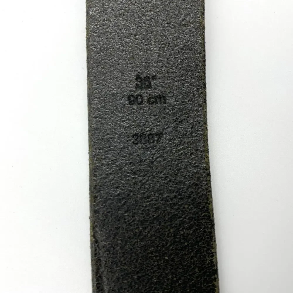 Coach Belt Lizard Textured Leather Black Silver 35